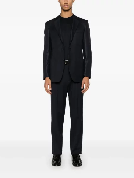 Sacou Canali cu model herringbone albastru
