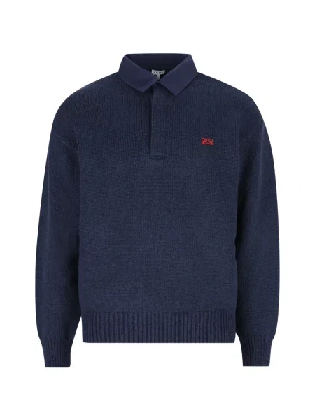 Tricou polo Loewe de lână albastru