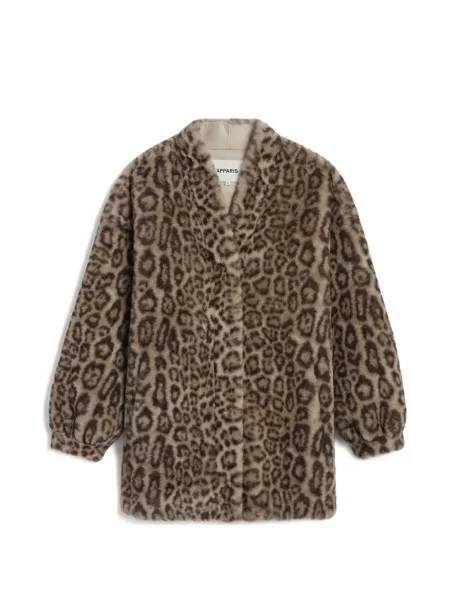 Palton de blană Apparis cu imagine cu model leopard cu blană