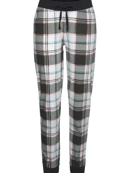 VIVANCE Pyžamové kalhoty hnědá bílá