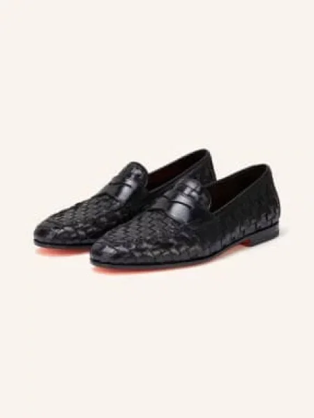 Santoni Mokasyny Penny Door Dama schwarz czarne