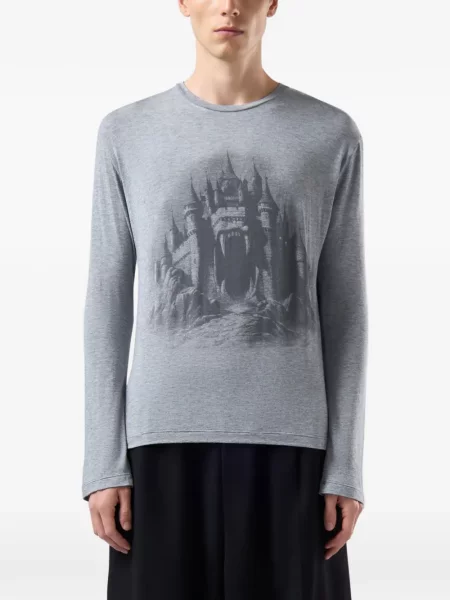 Lung tricou Gcds cu imagine gri