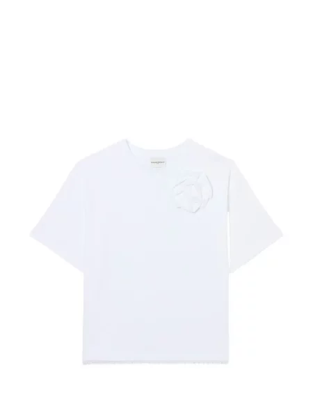 Tricou Claudie Pierlot cu model floral din jerseu alb