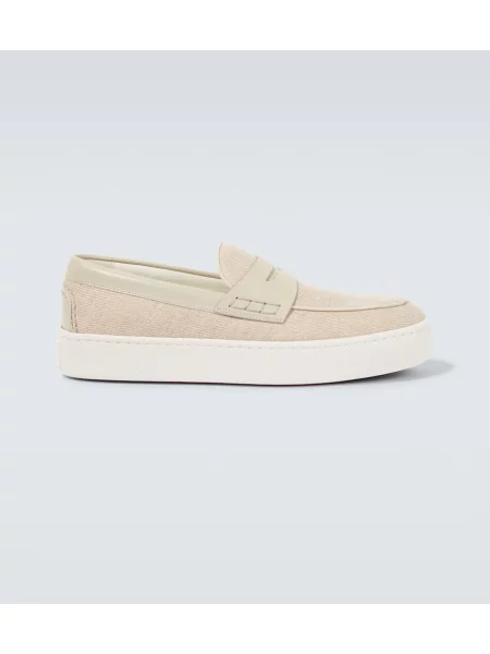 Usnjene loaferke Christian Louboutin bež