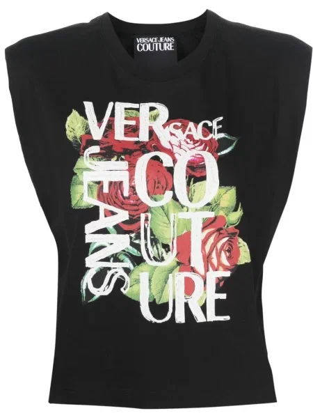 Tricou Versace Jeans Couture fără mâneci cu imagine negru