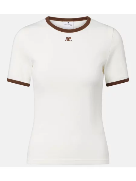 Tricou Courreges din jerseu alb