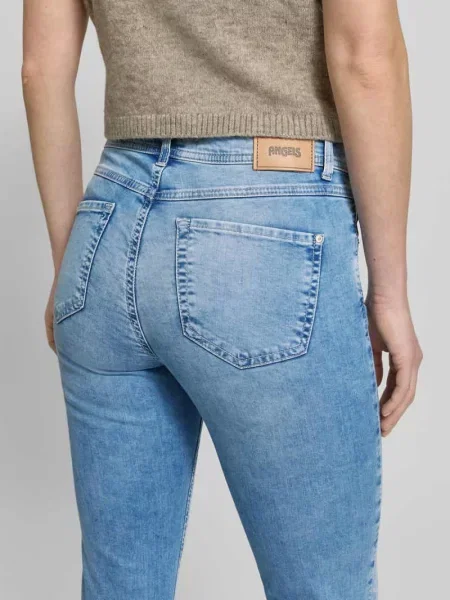 Jeansy o kroju slim fit z obszyciem z kamieni stras model Ornella Beauty' Angels niebieskie