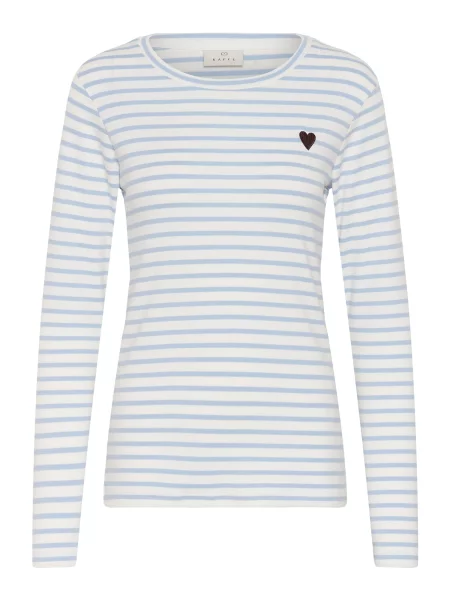 Kaffe Tricou Liddy albastru deschis alb
