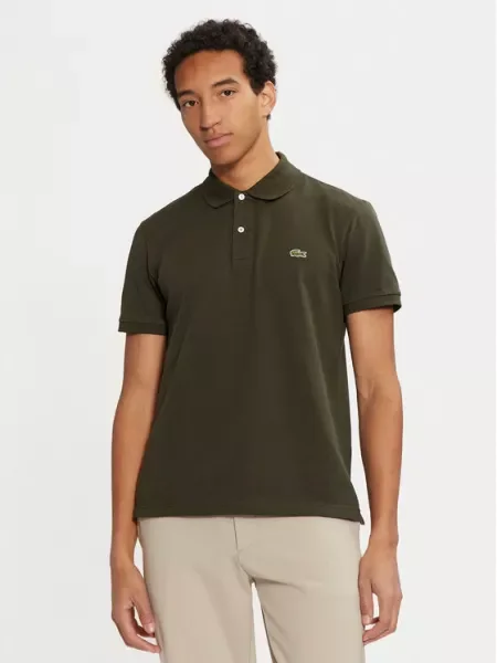 Тениска с яка Lacoste с изчистен дизайн бяло