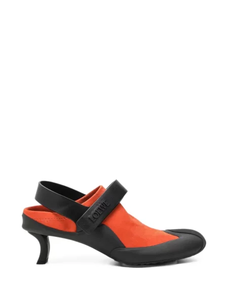 Pantofi cu toc Loewe din piele de căprioară slingback portocaliu