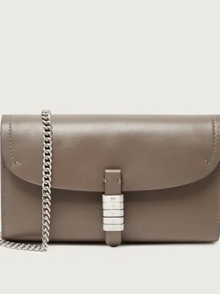 Pinko De piele poșetă plic/portofel SADDLE bej