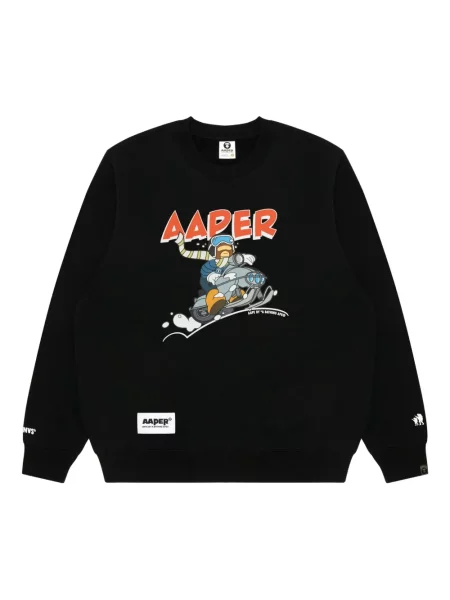 Hanorac crewneck Aape By A Bathing Ape cu imagine negru