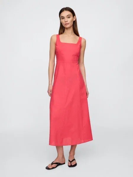 Lniana midi sukienka midi Gap garniturowa