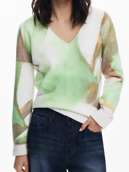 Pulover Desigual cu decolteu în V