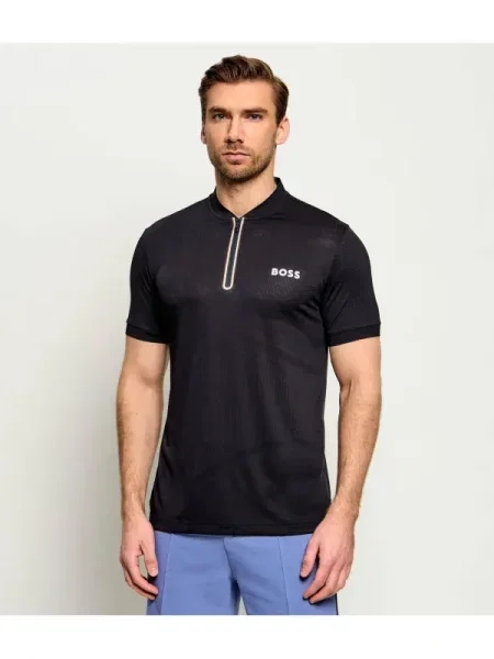 Tricou polo Boss Green stretch negru