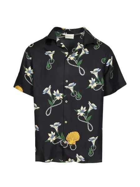 Cămașă cu flori Drole De Monsieur de mătase cu model floral albastru