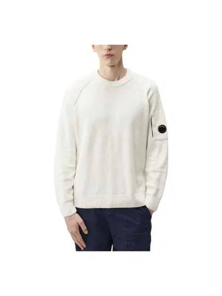 Sweter C.p. Company z okrągłym dekoltem biały