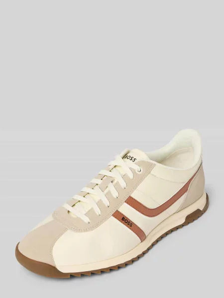 Sneakersy o niskim kroju z detalami z imitacji skóry Model ZAYN_LOWP_NYMI' Boss Orange beżowe