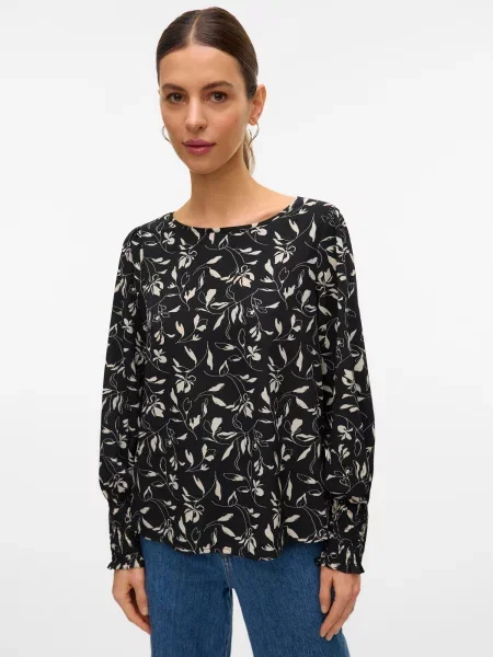 VERO MODA Blúz VMLYDIA bézs fekete