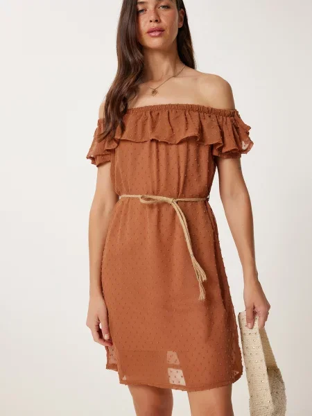 Happiness İstanbul Rochie de vară cămilă maro