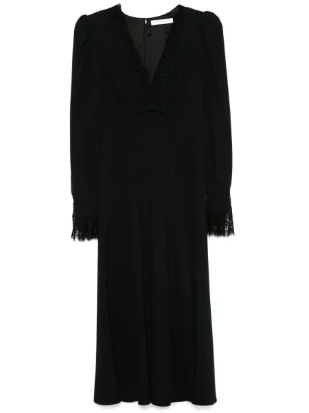Rochie midi Alessandra Rich cu decolteu în V până la genunchi de costum negru
