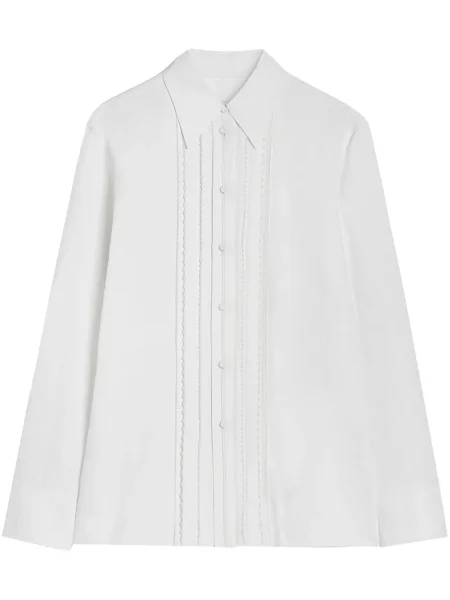 Cămașă Jil Sander cu mâneci lungi plisată lungă alb