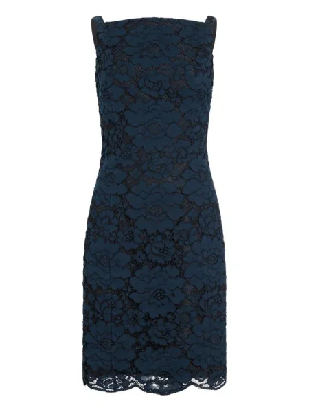 Odgovarati mini haljina Patou s cvjetnim printom s čipkom plava