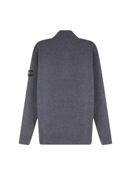 Sweter Stone Island wełniany z kamieniami szary