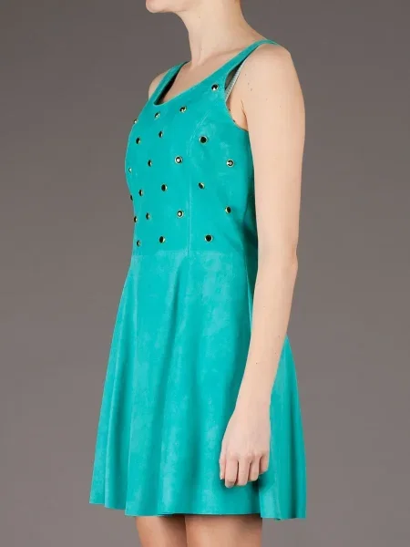 Rochie Drome din piele de costum verde