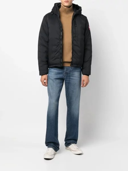 Pūkinė striukė Canada Goose su gobtuvu juoda
