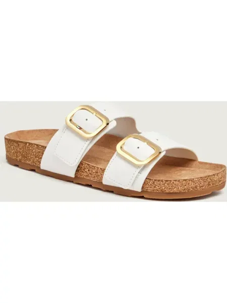 Tommy Hilfiger papuci pentru femei din piele TH CLASSIC CORK SANDAL LEATHER alb