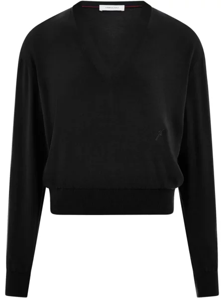 Pulover Ferragamo cu decolteu în V negru