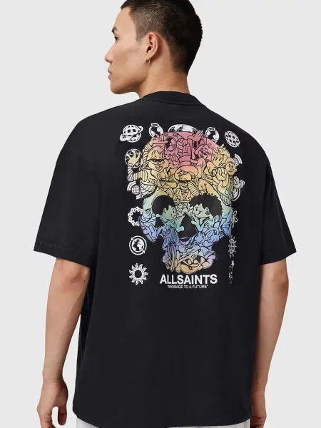 Тениска AllSaints TRANCE с десен черно