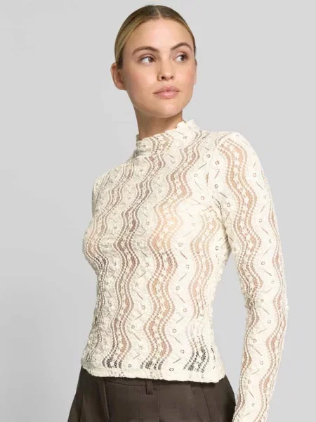 Bluzka z długim rękawem o kroju slim fit z mieszanki bawełny Christian Berg Woman Selection