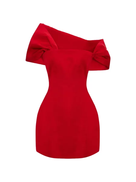 Rochie mini Occleus cu volane cu un umăr gol roșu