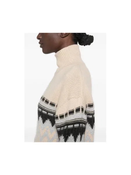 Lniany sweter z golfem Allude beżowy