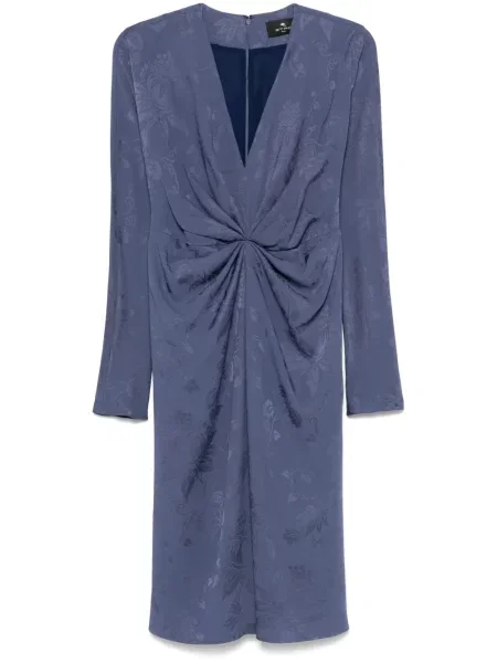 Rochie midi Etro din jacard până la genunchi de costum albastru
