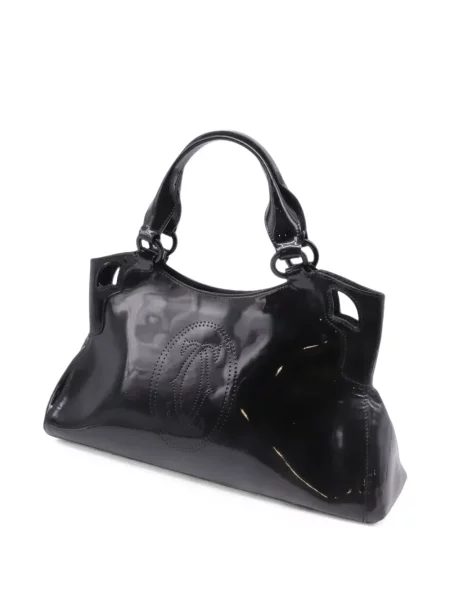 Kožená lakovaná shopper kabelka Cartier černá