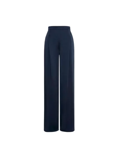 Lniane spodnie Max Mara niebieskie