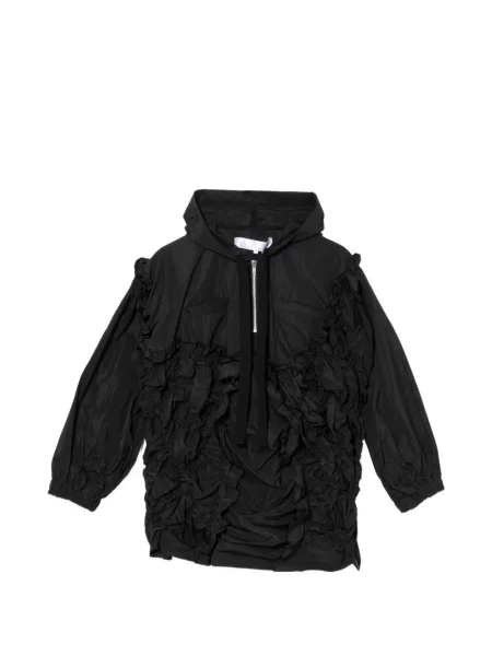 Kurtka Tao z kapturem z falbankami czarna