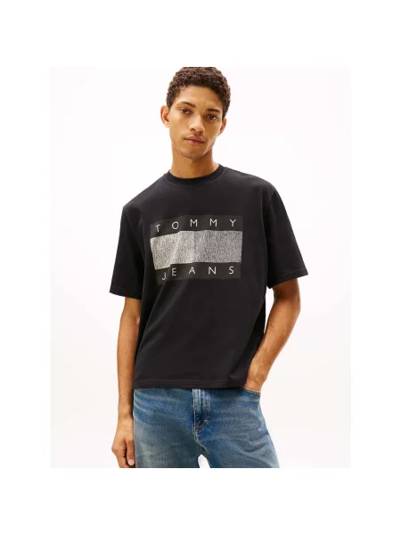 Tricou Tommy Jeans zdrențuiți negru