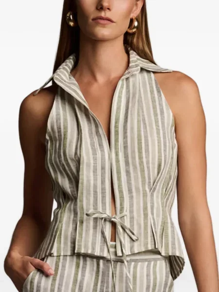 Prugasti top Hevron s halter ovratnikom