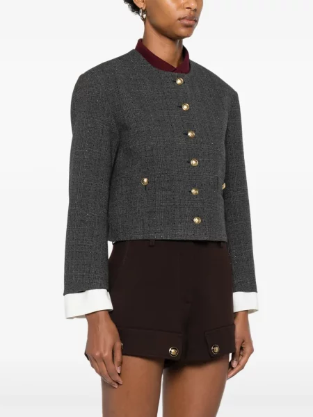 Geacă Sandro în carouri cu imagine gri