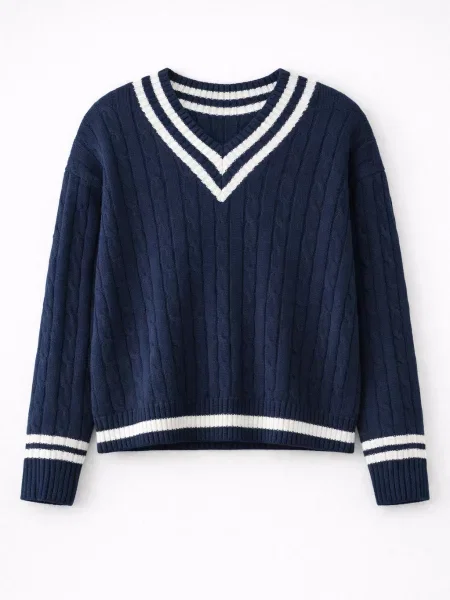Pulover Gap cu decolteu în V albastru
