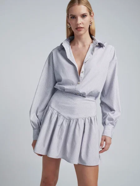 BWLDR Bluză Kate gri deschis alb