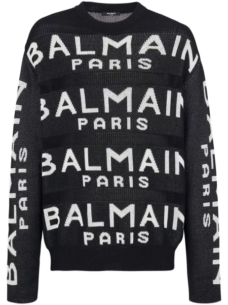 Pulover Balmain tricotate cu autograf negru