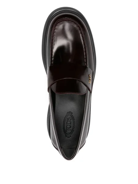 Pantofi loafer Tod's din piele cu platformă roșu