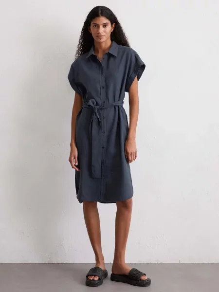 Льняное платье мини Marc O'polo синее