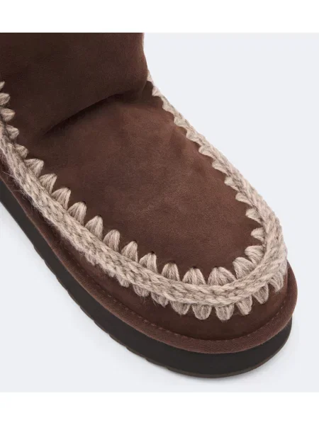 Cizme scurte Mou din piele de căprioară cu platformă maro