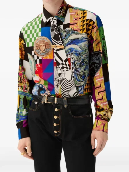 Cămașă Versace de mătase negru